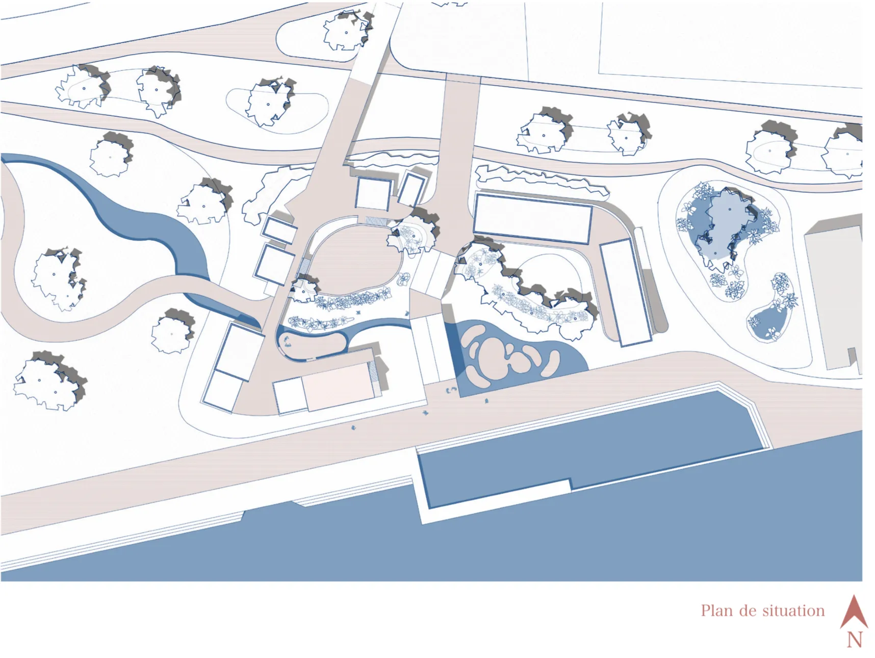 Plan masse coloré / masterplan du village associatif